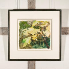 Scena di bosco, 1956 circa - Pittura a pastello e guazzo, alberi verdi e foglie