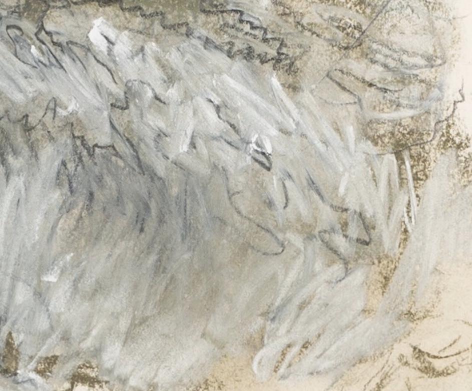 Ebbe und Flut, Nordostwind - Strandlandschaft Ölpastell + Bleistiftzeichnung im Angebot 2
