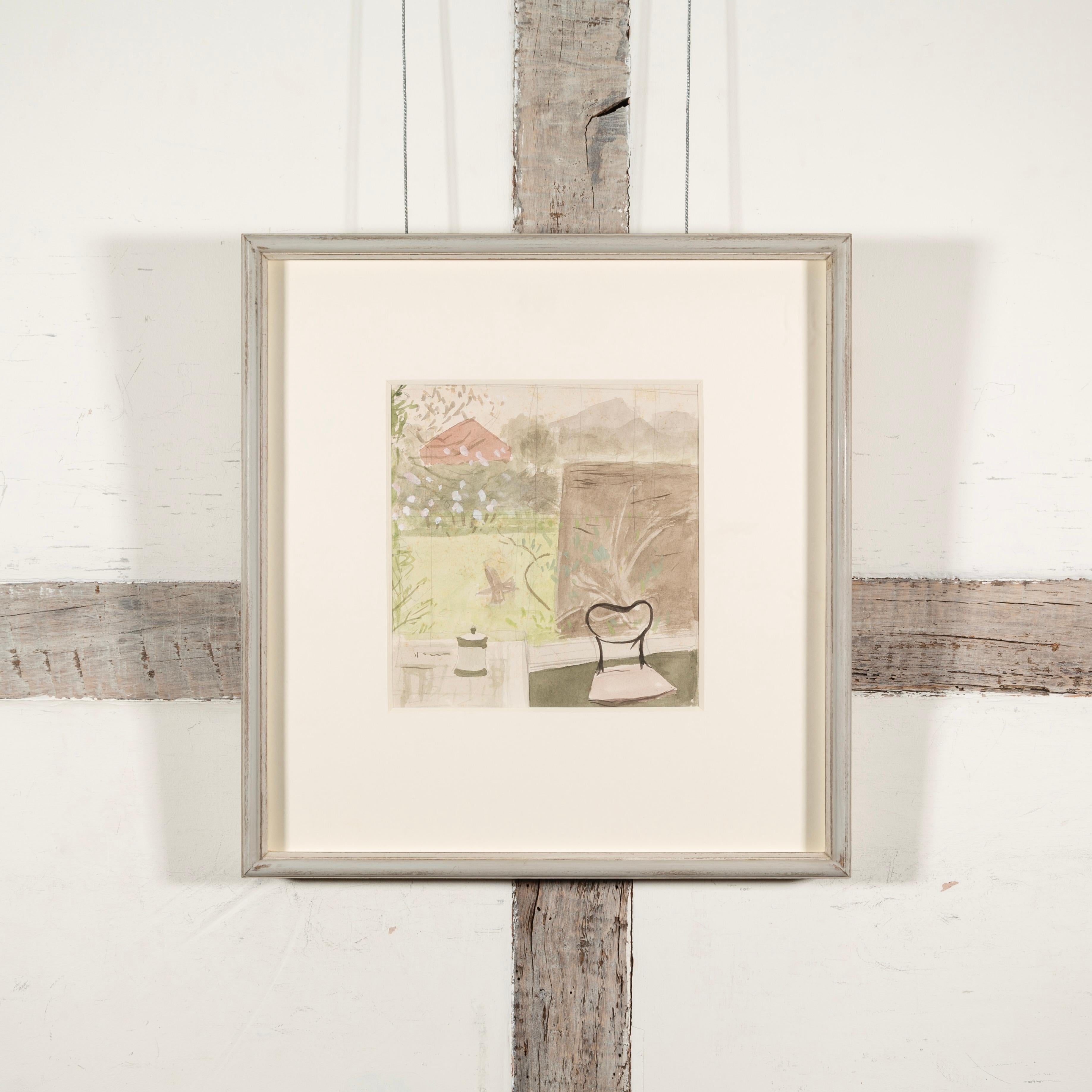 Red House Garden, Aldeburgh - Mary Potter Watercolour Landscape Painting, Green For Sale 1