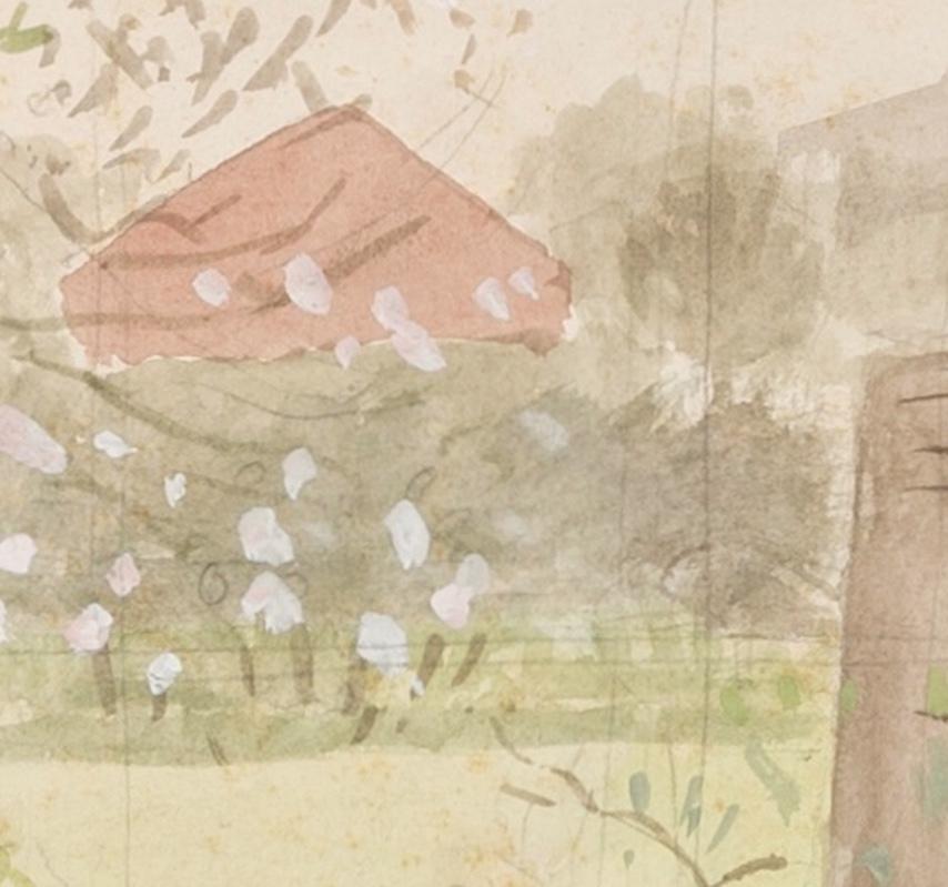 Red House Garden, Aldeburgh - Mary Potter Watercolour Landscape Painting, Green For Sale 2