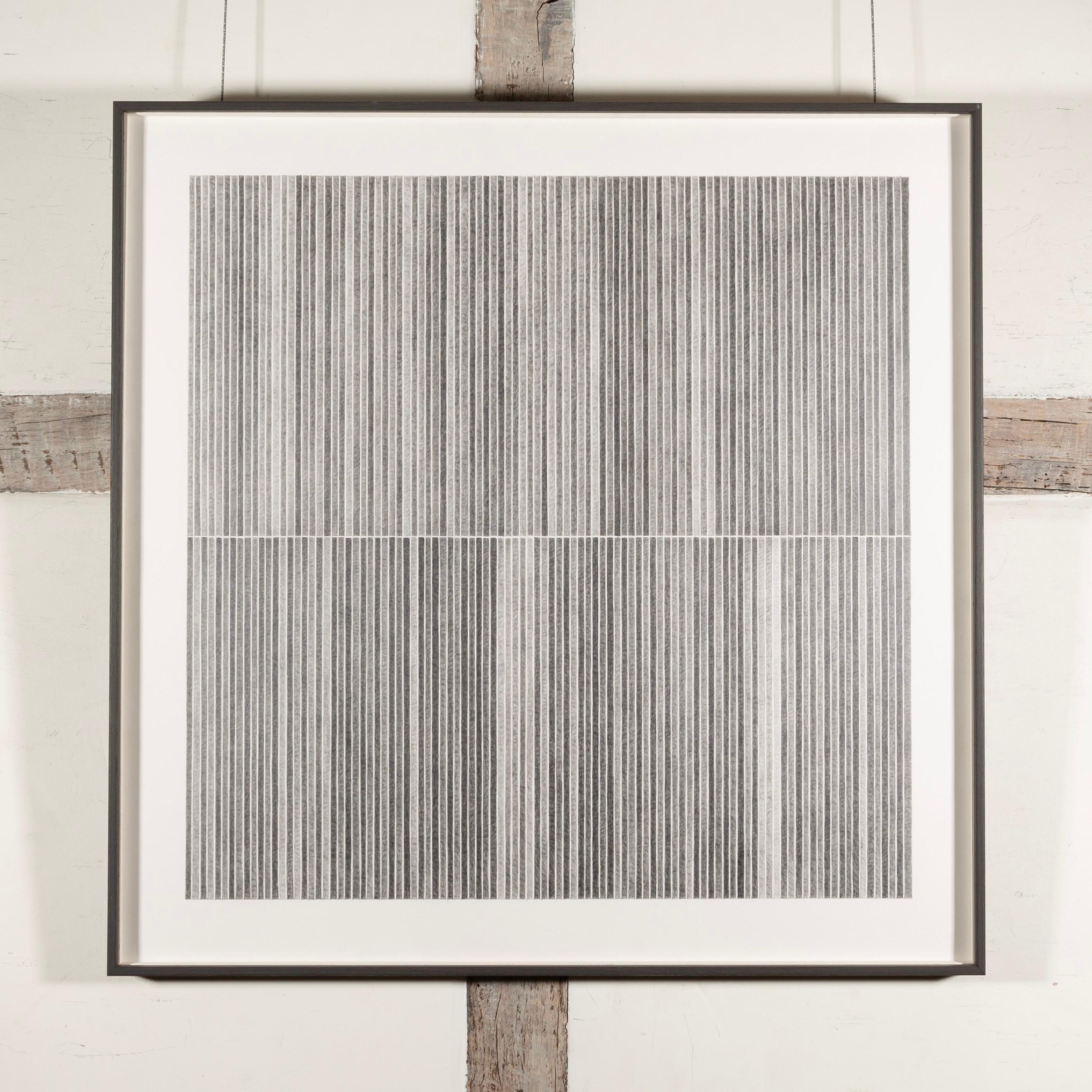Ohne Titel - Zeitgenössische, monochrome, minimalistische, quadratische Zeichnung in Grau und Weiß – Art von Jon Probert