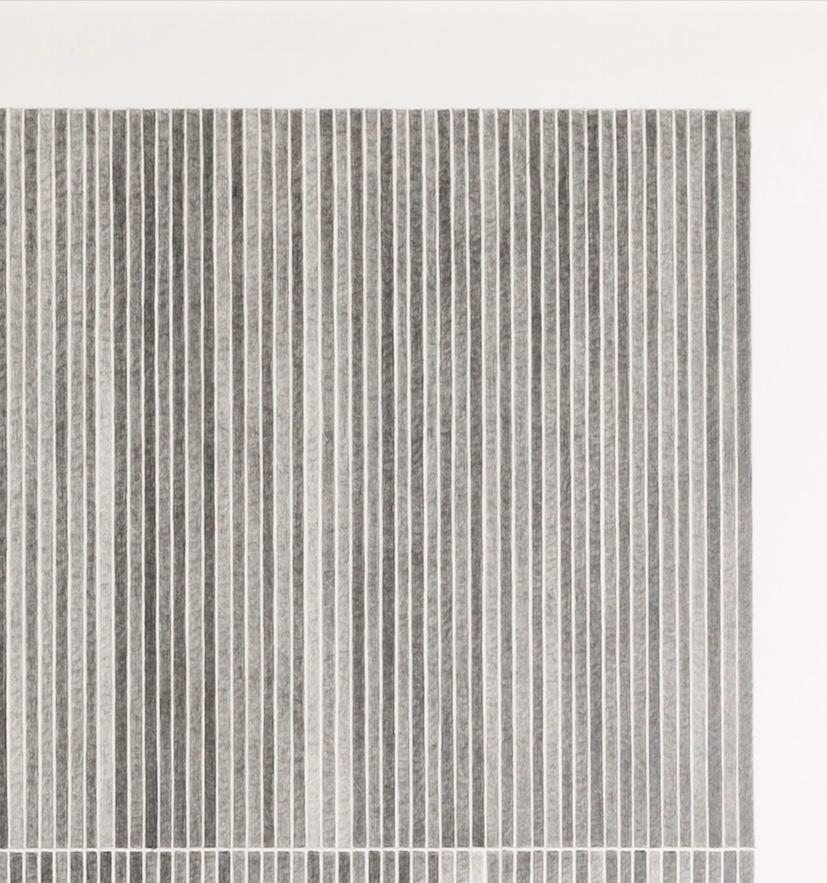 Ohne Titel - Zeitgenössische, monochrome, minimalistische, quadratische Zeichnung in Grau und Weiß im Angebot 1