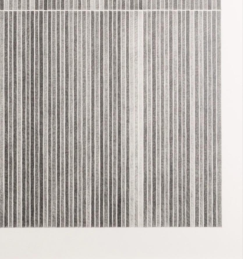 Ohne Titel - Zeitgenössische, monochrome, minimalistische, quadratische Zeichnung in Grau und Weiß im Angebot 4