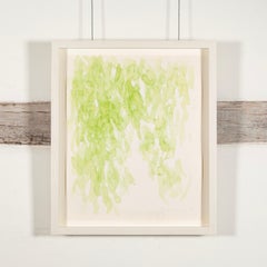 Untitled (Leaf Study 10) - Green + White 20th Century Abstract Watercolour