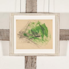 Abstrait - peinture à la gouache moderne britannique du 20e siècle avec vert