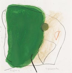 Tropical Garden - Green + White Abstract Watercolour Painting with Mixed Media