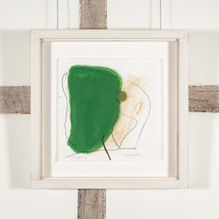 Tropical Garden - Green + White Abstract Watercolour Painting with Mixed Media