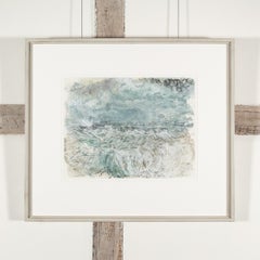 Gale Force Winds at High Tide - Seascape Pastel Drawing with Blue Ocean + Waves