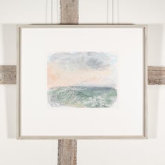 Evening Light - Seascape Sunset Pastel Drawing with Ocean Waves and Sea Birds
