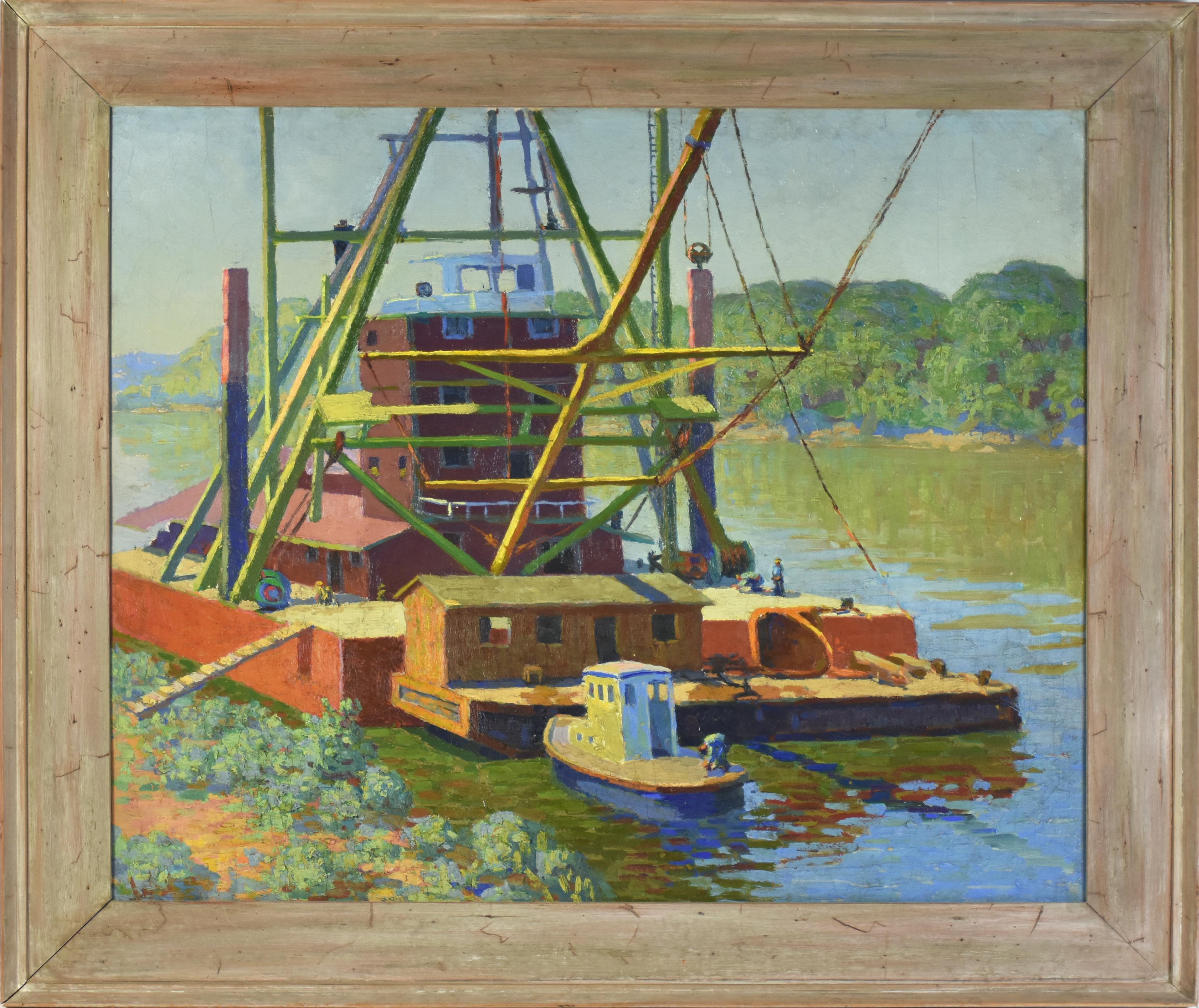Sacramento River Dredger - Painting by Society of Six 