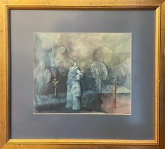 Vintage 20th Century Surrealist Painting By Harold Hitchcock