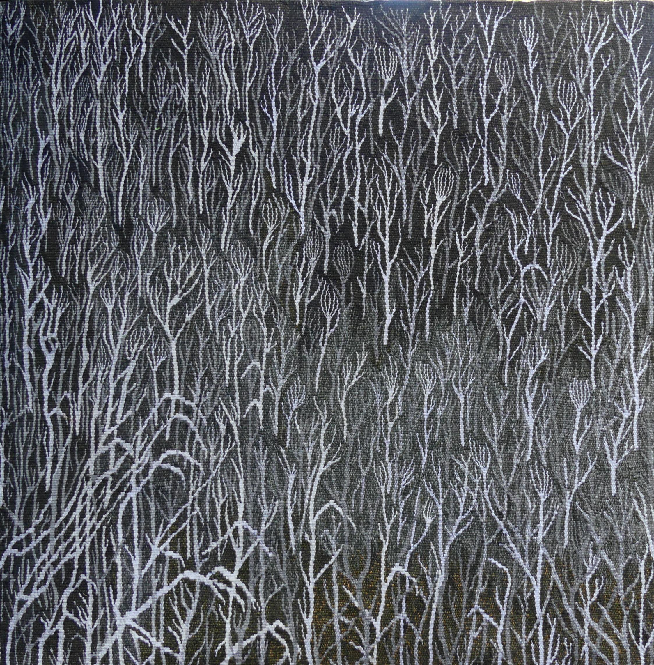 Sans titre 13, tapisserie tissée au métier à tisser, lodge de ski, cabane de montagne dans les bois - Impressionnisme Art par Shunyam Smith
