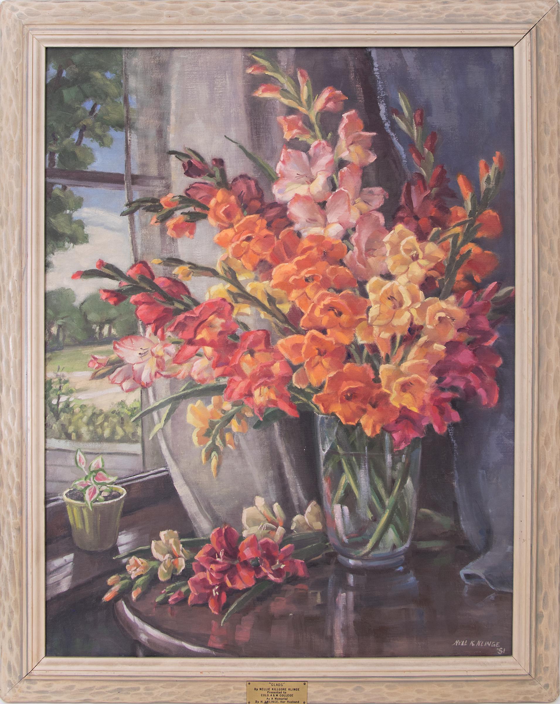 Nellie Killgore Klinge Still-Life Painting - Glads (Interior Still Life with Gladiola)