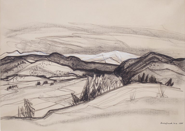 Doel Reed Untitled Original Drawing, New Mexico Landscape
