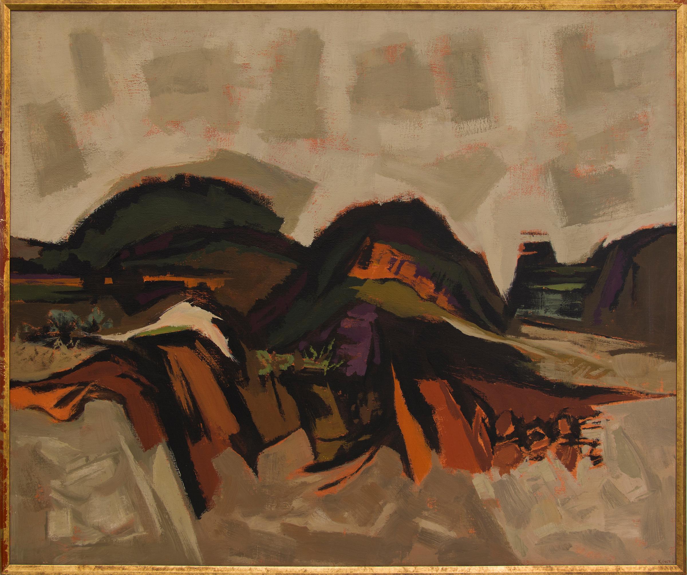 Kenneth Evett Landscape Painting - Western Landscape (Abstract Modernist Mountains)