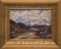 1940s Western Mountain Landscape Oil Painting - Picos nevados, Oeste americano