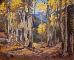At Twining Taos Mountains (New Mexico Aspens in Autumn Landscape)