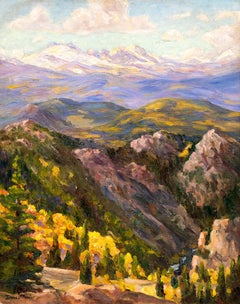 1940er Jahre Original-Ölgemälde von Boulder Canyon - Colorado Mountain Landscape