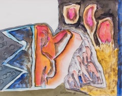 William Lumpkins 1986 Abstract Watercolor, Southwestern Modernist Art
