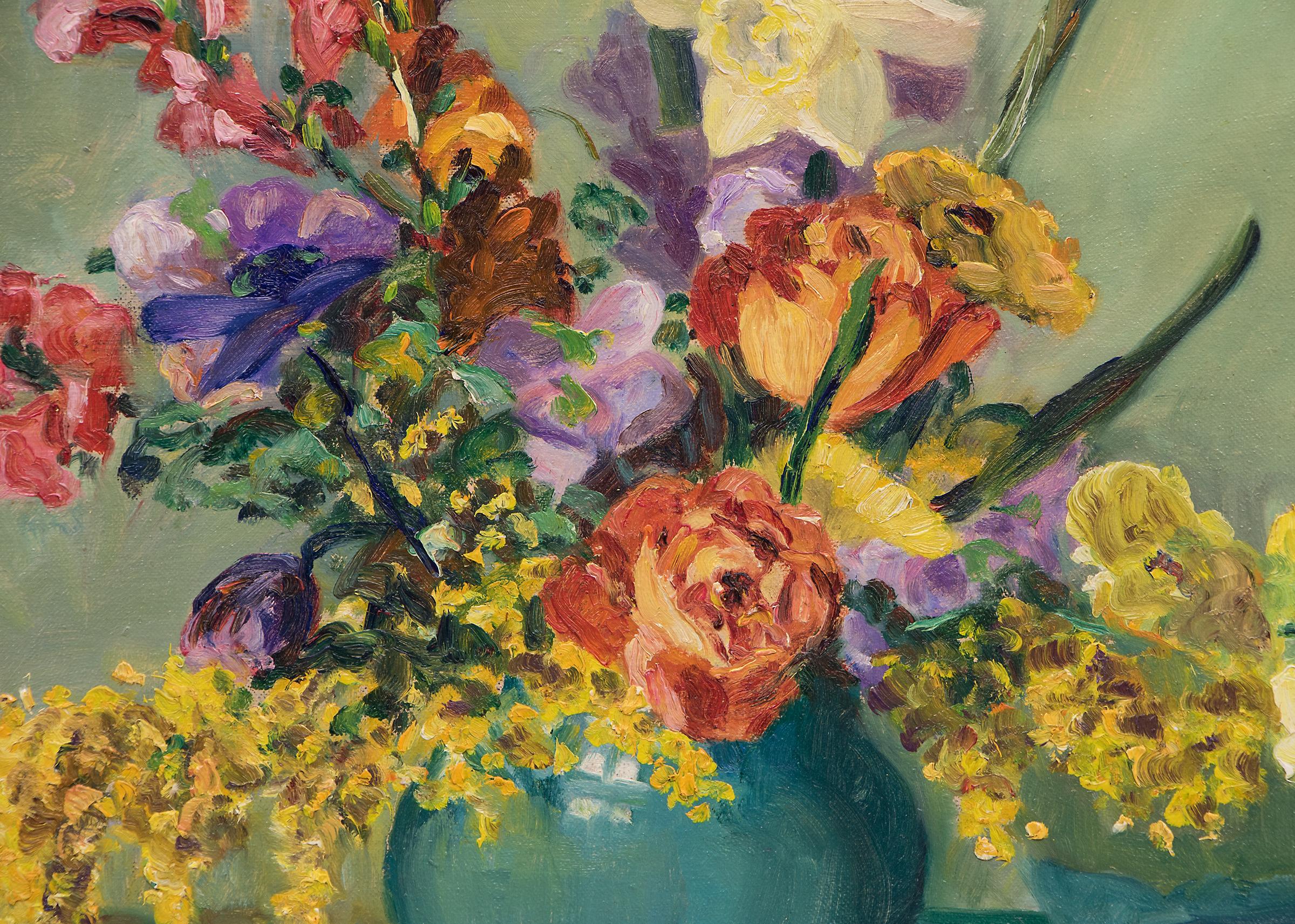 Still Life with Vase of Flowers, Interior Painting Bouquet of Flowers, 16 x 20  1