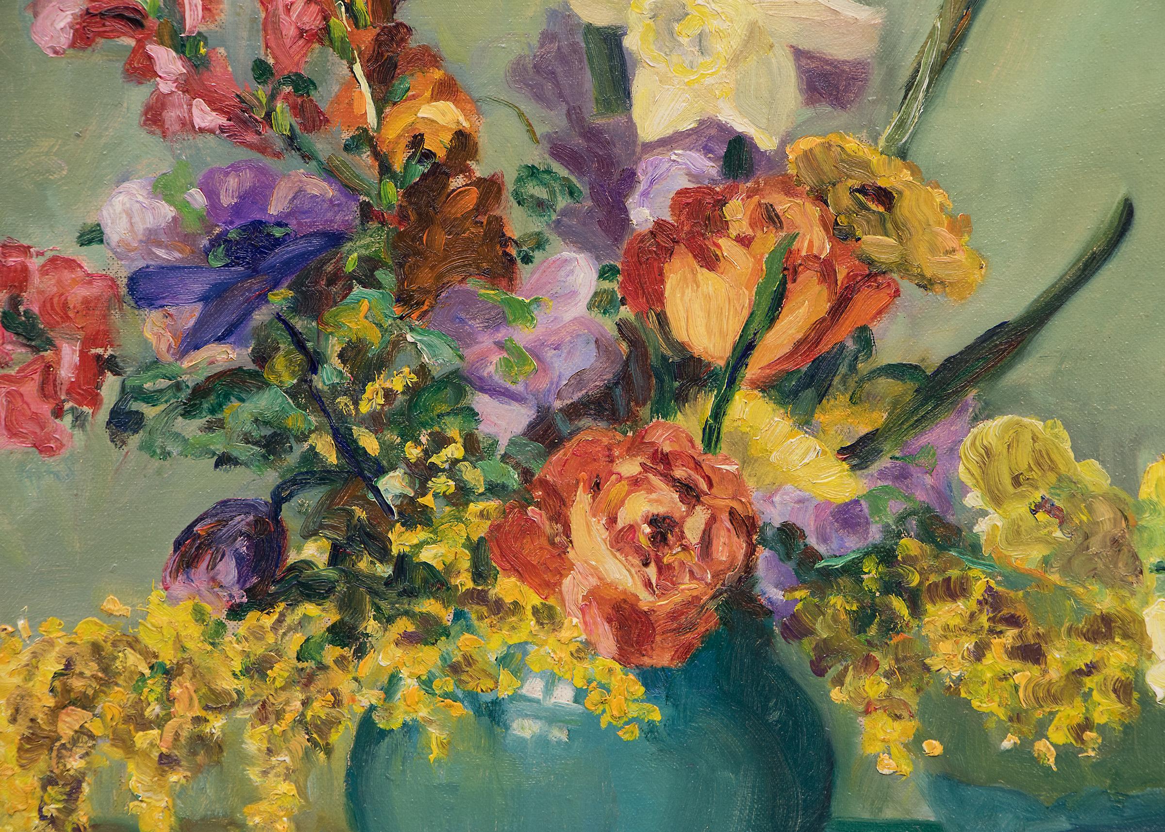 Still Life with Vase of Flowers, Interior Painting Bouquet of Flowers, 16 x 20 1