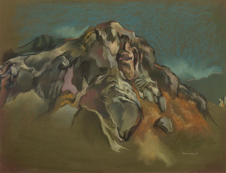 Eric Bransby Landscape Art - The Cliff, Abstract Colorado Landscape, American Modernist Pastel Drawing