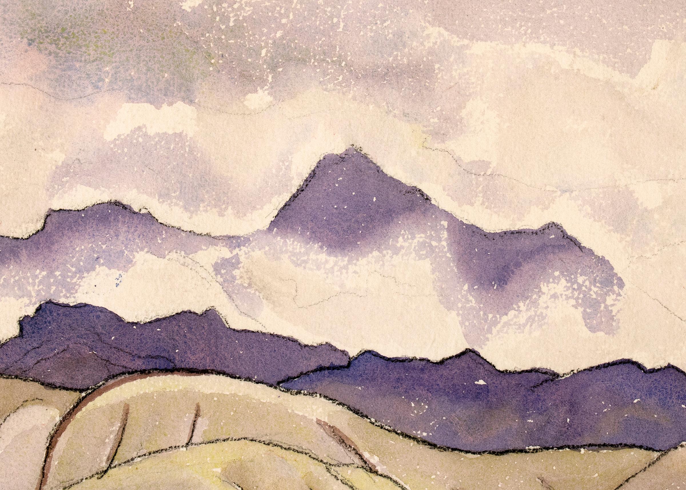 watercolor mountain painting