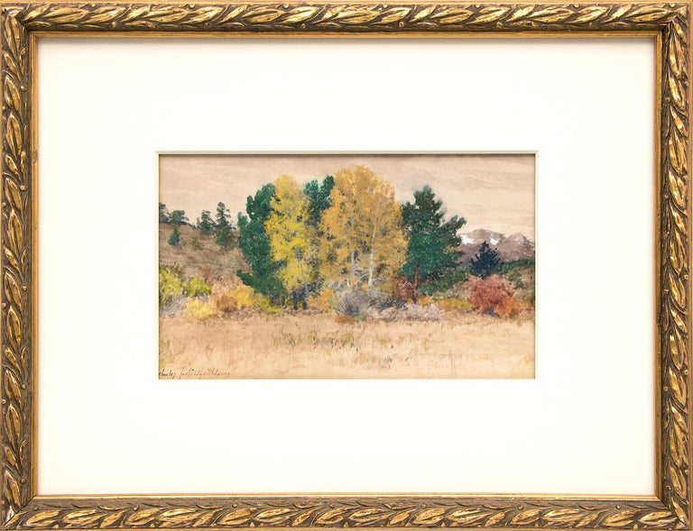 Charles Partridge Adams Figurative Art - Landscape Scene of Trees in Autumn in Colorado, Early 20th Century Watercolor 
