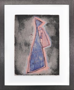 A Small Incantation, 1940s Abstracted Figural Watercolor and Ink Painting