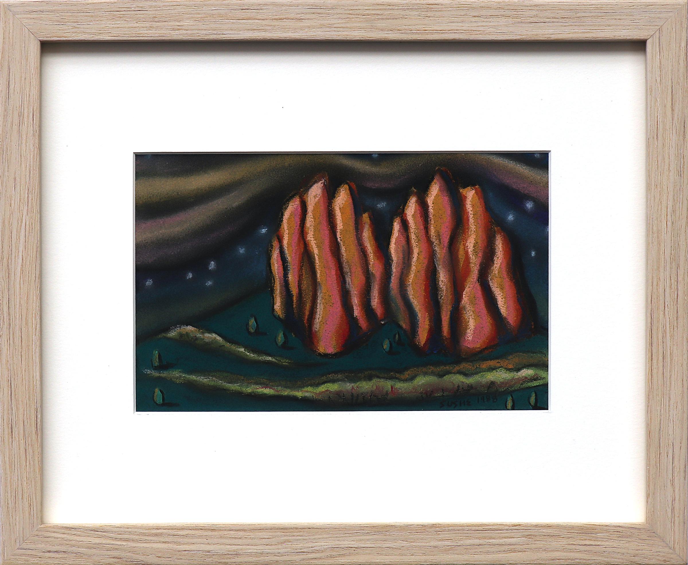 1980s American Modern Pastel on Paper Depicting the Garden of the Gods - Art by Sushe Felix