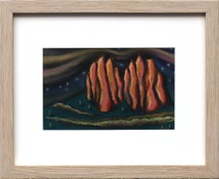 Retro 1980s American Modern Pastel on Paper Depicting the Garden of the Gods