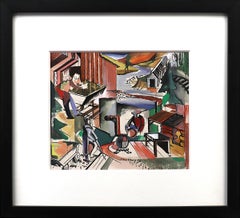 Minería de oro, mina Homestake, Dakota del Sur, década de 1940 Paisaje abstracto Acuarela