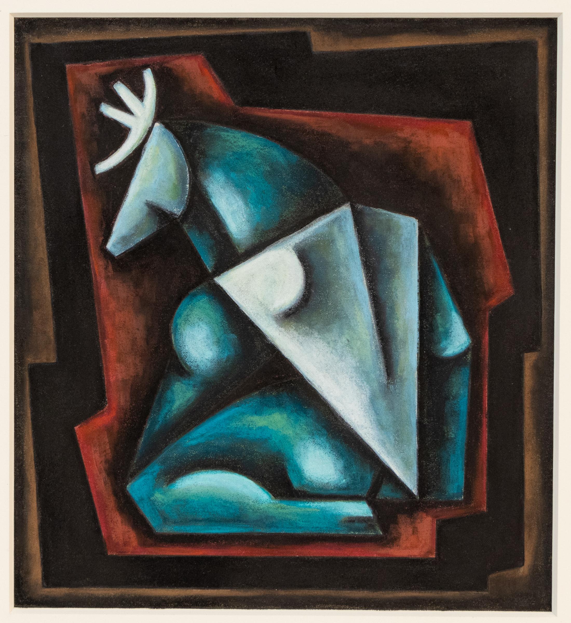 “Elk Being” is an original pastel painting by celebrated Colorado artist Sushe Felix, known for her vibrant, nature-inspired works that blend stylized forms with bold, contemporary color palettes. Created in 1994, this captivating composition