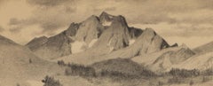 1910 Colorado Plein Air Landscape Sketch - Mountains, Valley & Field Drawing