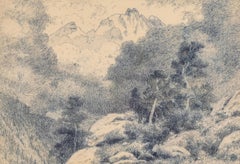 Storm in the Rockies, Colorado Mountain Landscape, Plein Air Ink Field Drawing