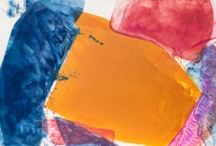 Pittura astratta ad acquerello degli anni '80 - Vibrante composizione di colori modernisti