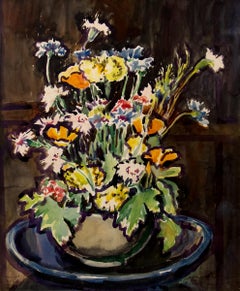 "Little Garden Flowers" Watercolor by Elisabeth Spalding, American Still Life