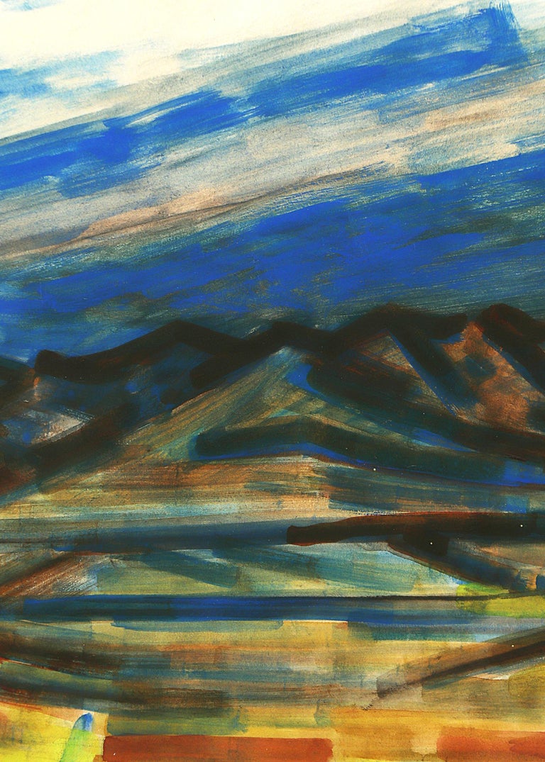 Hayes Lyon Colorado Autumn Landscape, Semi Abstract Mountain Landscape Watercolor Painting For