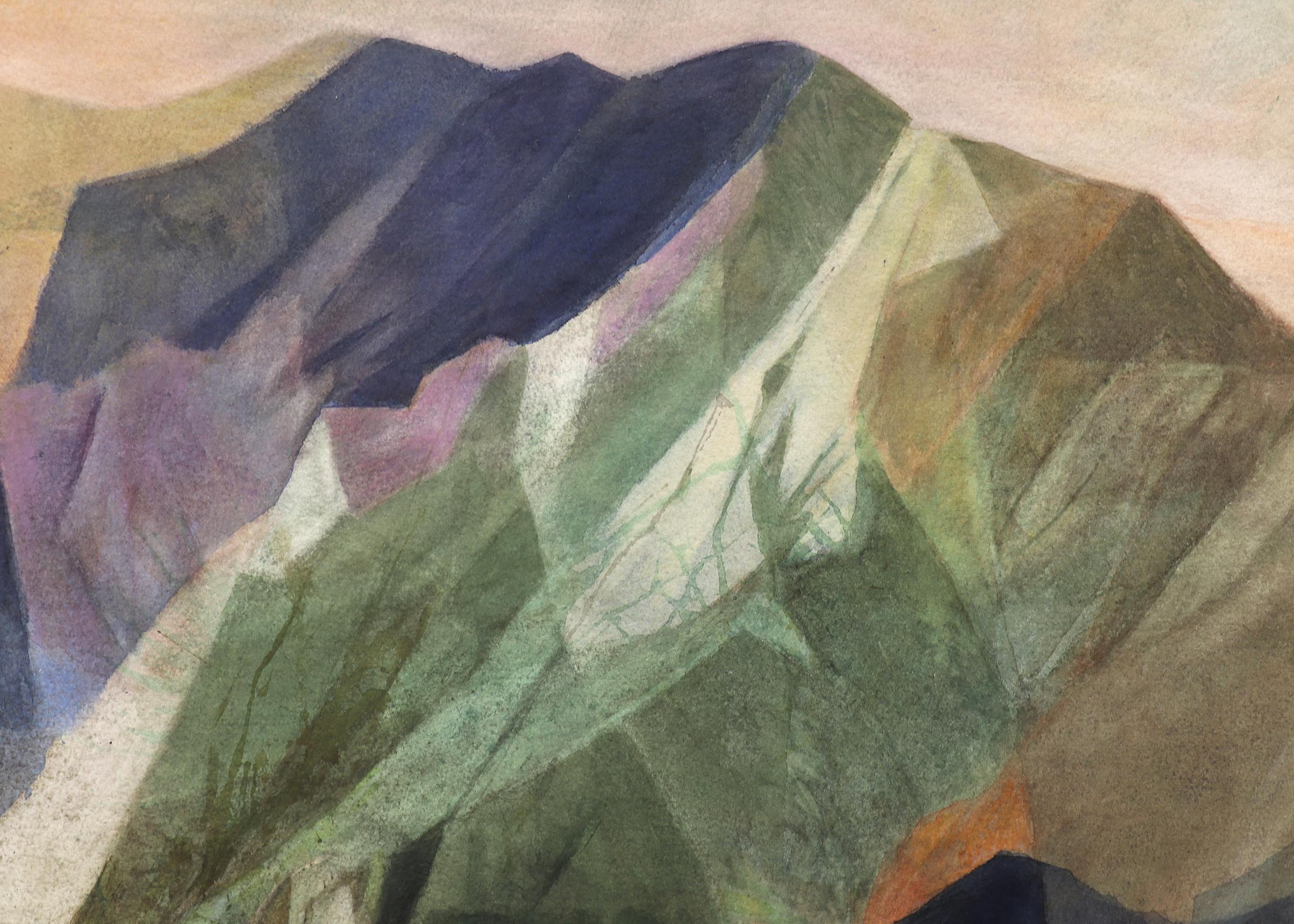 Abstracted mountain landscape, watercolor on paper by Ethel Magafan titled 
