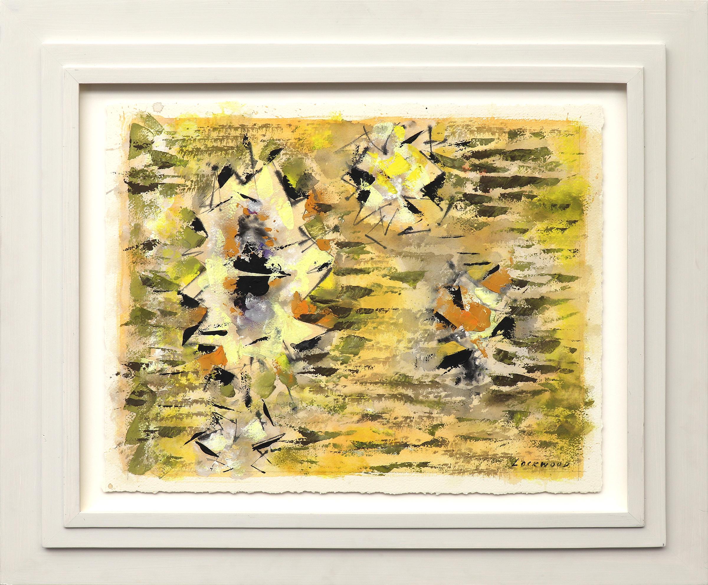 Peinture abstraite de l'artiste moderniste du Nouveau-Mexique des années 1960 - jaune vibrant, orange - Art de Ward Lockwood