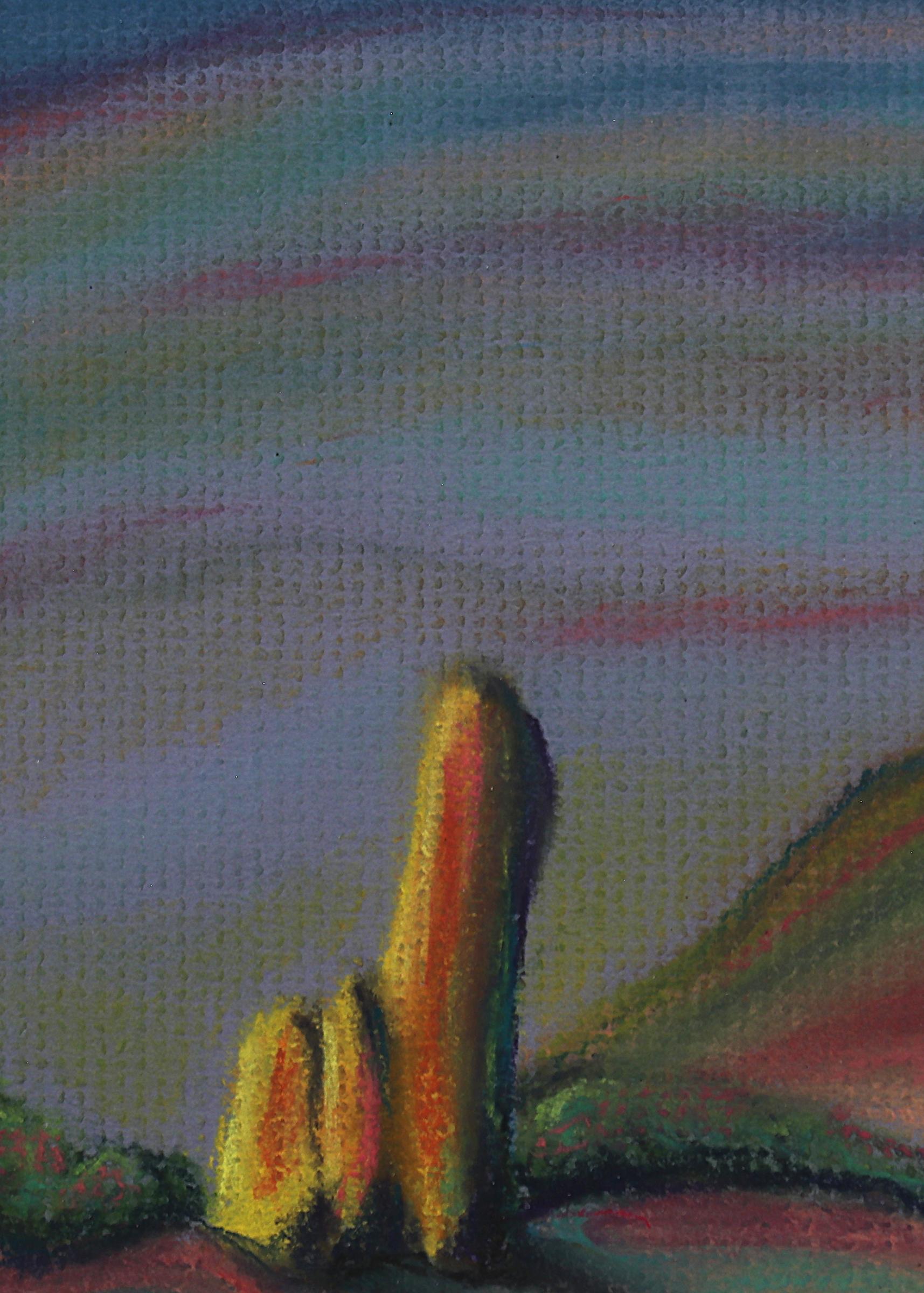 „Garden of the Gods“ – Colorado Springs, Colorado Landschaft, pastellfarbene Zeichnung im Angebot 2
