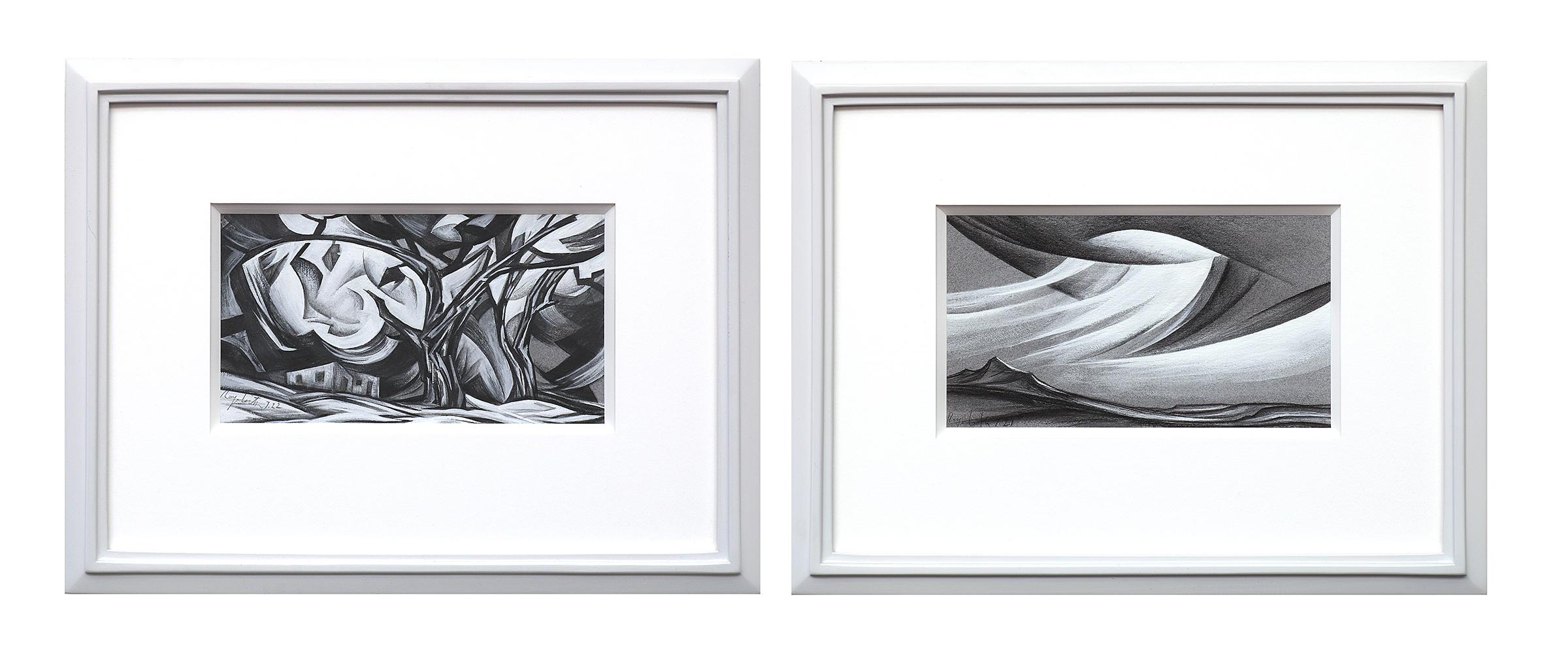 Raye Leith Landscape Art - Set of Contemporary New Mexico Landscape Graphite Drawings