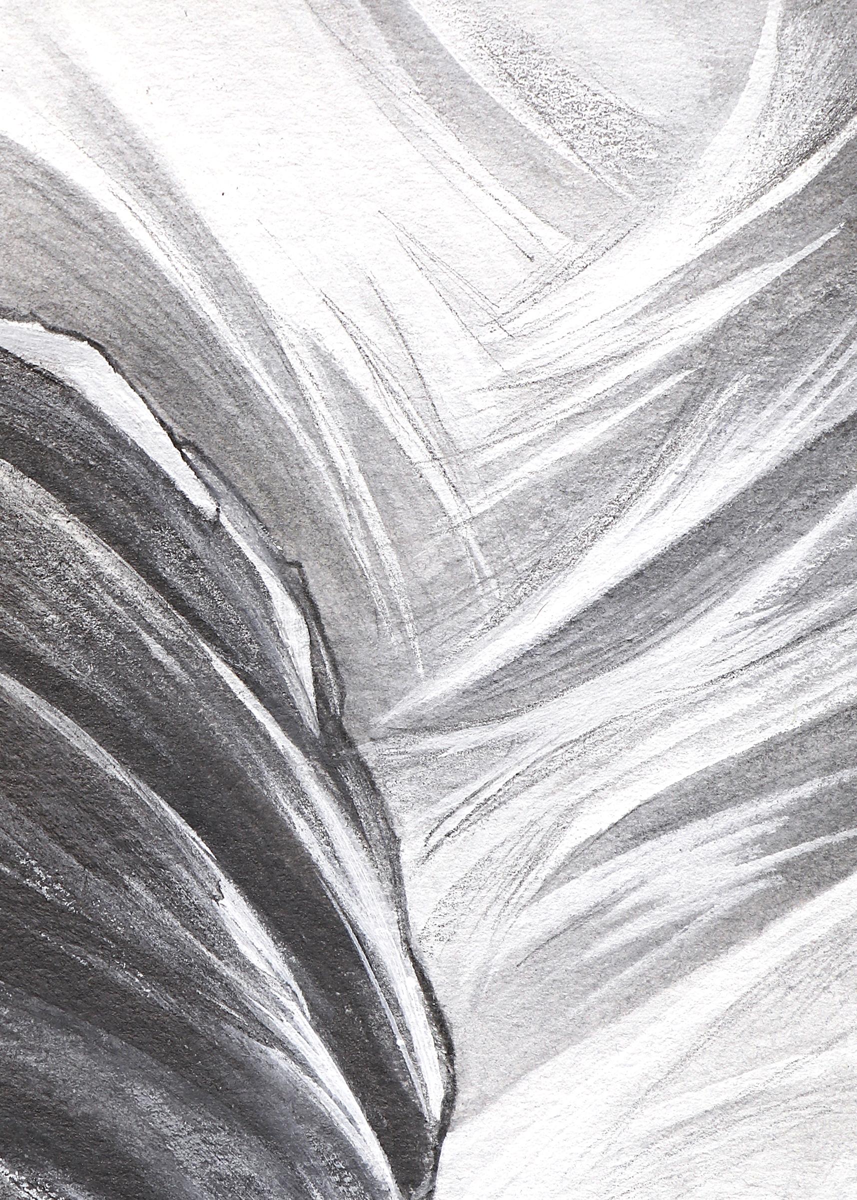 Pair of Abstract Graphite Casein Southwestern Landscape Drawings, Black White 9