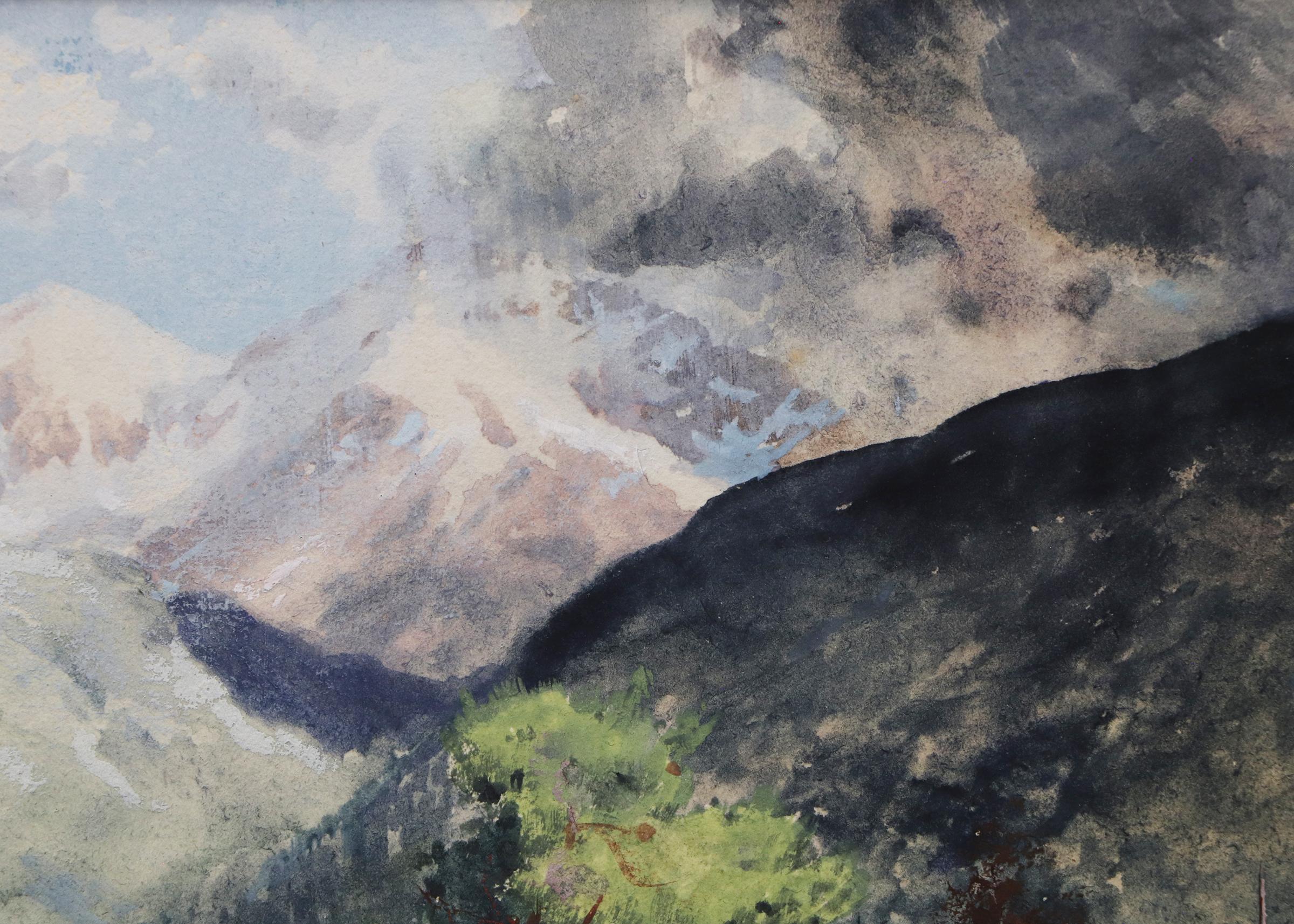 1890s Colorado Springtime Mountain Landscape Watercolor Painting 2