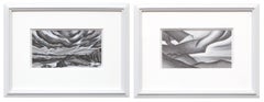 Set of Two Contemporary Southwest Landscape Graphite Drawings in Black and White