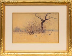 Aquarelle originale d'un paysage d'hiver - Montagnes rocheuses, début du 20e siècle