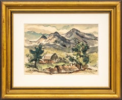 Edgar Britton 1946 Watercolor, Colorado Mountain Landscape, American Modernist