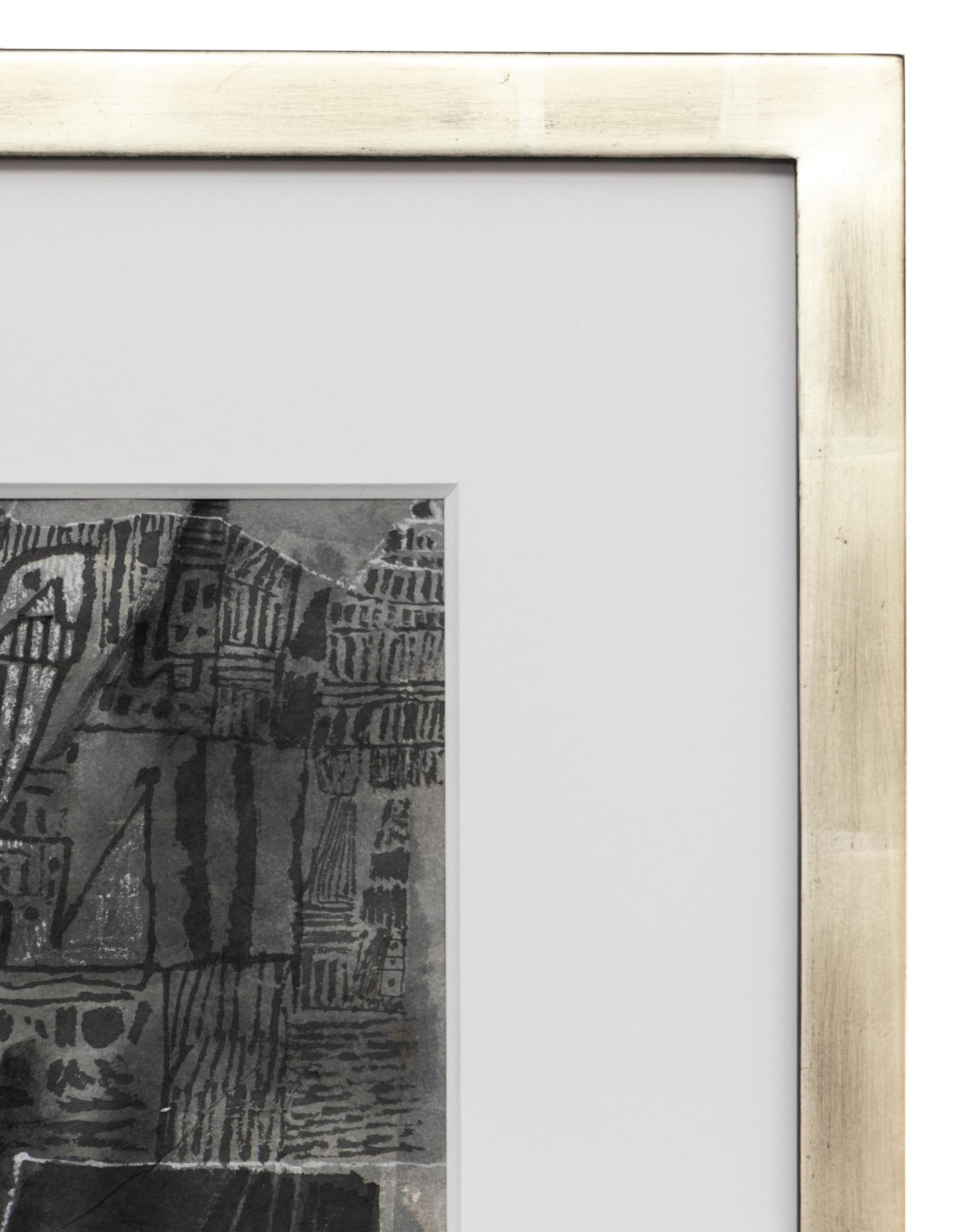 1985 Original Abstract Watercolor Painting – Monochrome Black & White Modern Art For Sale 5