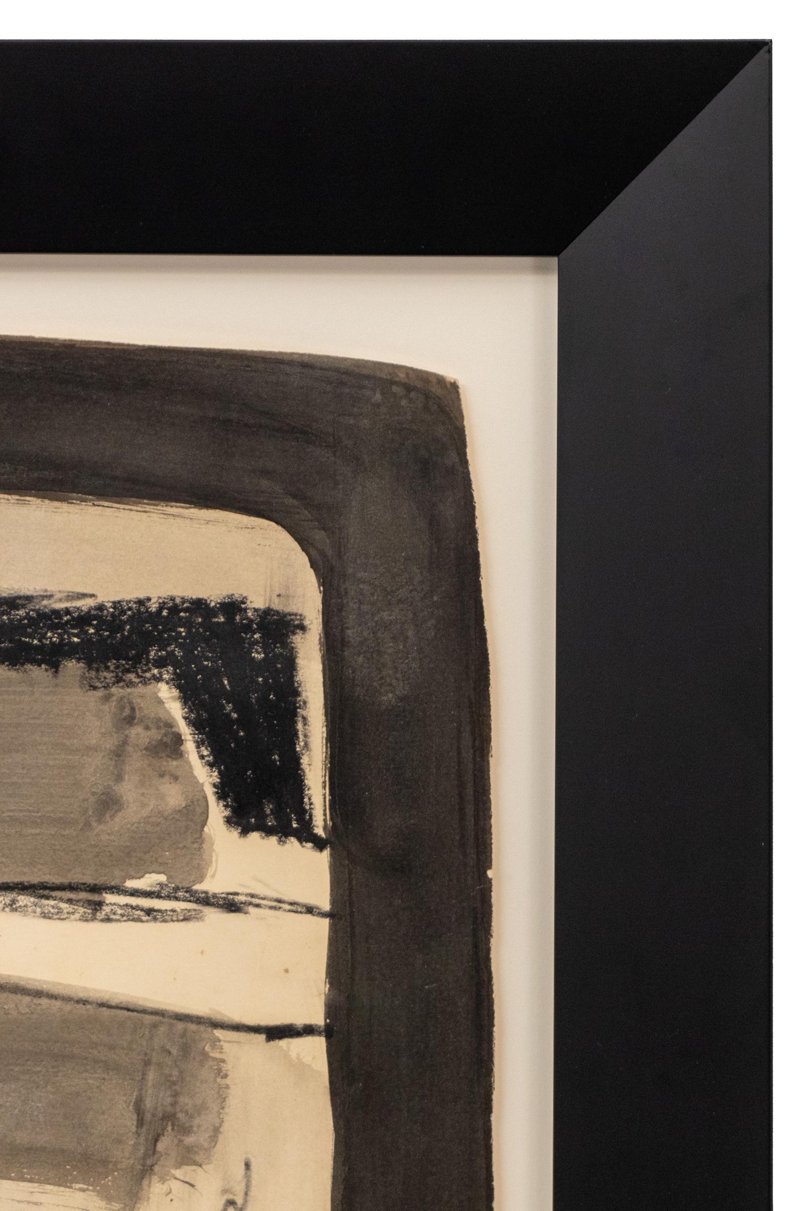 Mid-Century Modern Abstract Sailboat Art – Mixed Media Charcoal & Ink Drawing 4