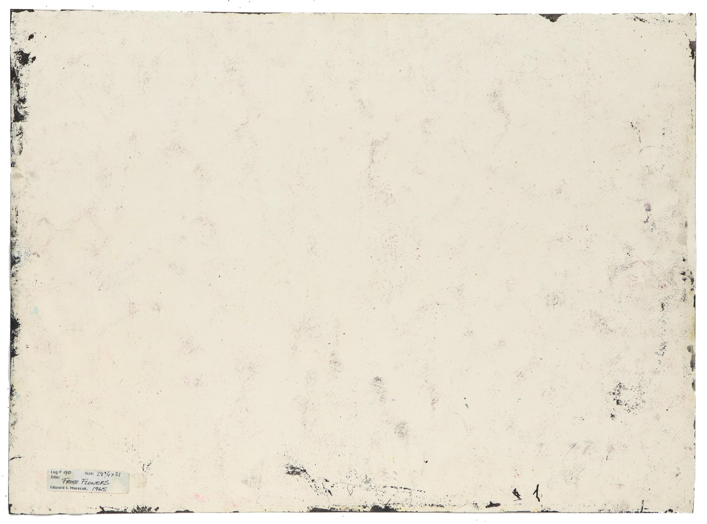 Frost Flowers, 1960s Mid-Century Pastel & Ink Drawing in Grayscale Tones For Sale 4